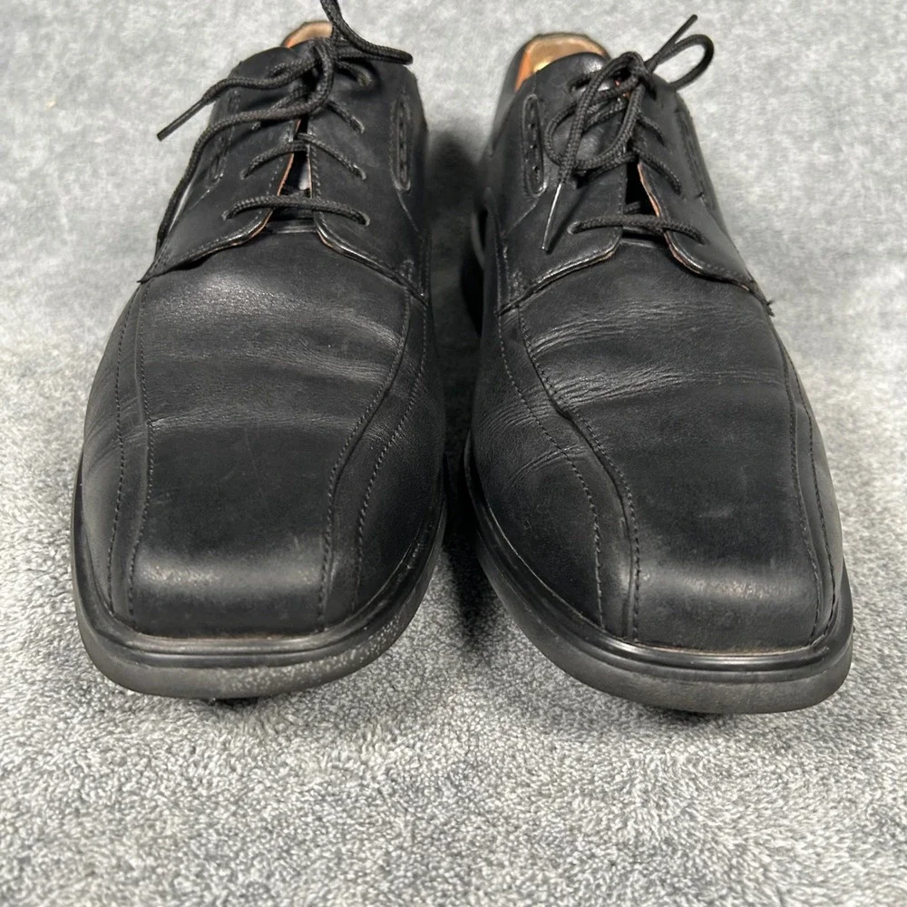 Clarks Unstructured Derby Mens Black Leather Dress Shoes Square Toe 9.5 M